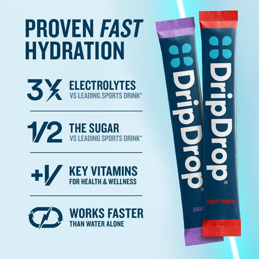 DripDrop Hydration Juicy Variety Pack, Electrolyte Packets, 32 Count