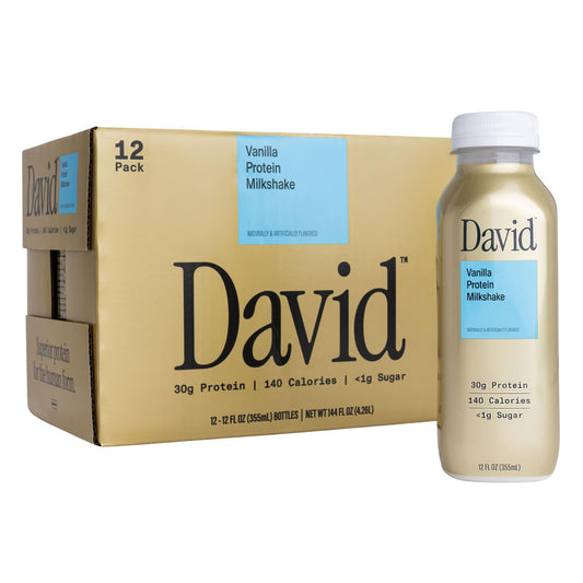 David Chocolate Protein Shake, 30g Protein, Ready to Drink, 12 fl oz, 12 Ct