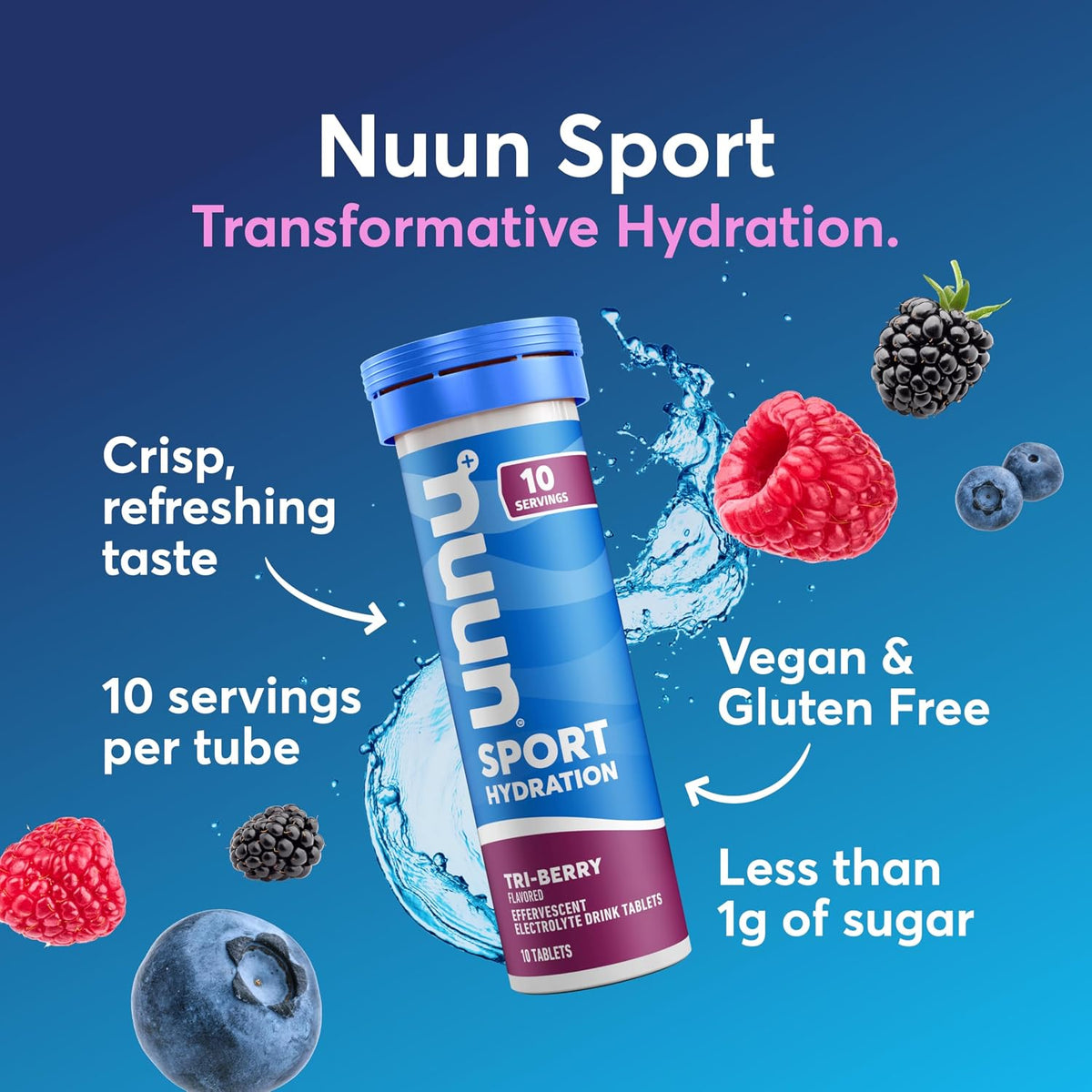 Nuun Sport Electrolyte Tablets with Magnesium, Calcium, Potassium, Chloride & Sodium, Gluten Free & Vegan, Mixed Flavors, 6 Pack (60 Servings Total)