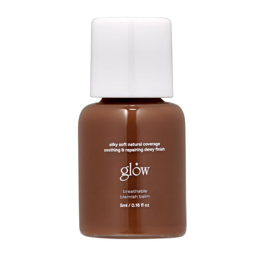 glow mini breathable blemish balm #brown | deep-coverage bb cream & tinted moisturizer | skincare-like finish with green tea leaf water infusion | healthy radiant non-comedogenic | 0.2 fl oz