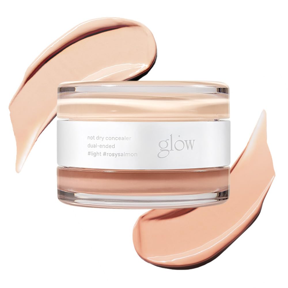 glow not dry concealer #light #rosysalmon, covers under-eye circles & blemishes, full-coverage, dual-color&use, melt-in texture, 0.4 oz