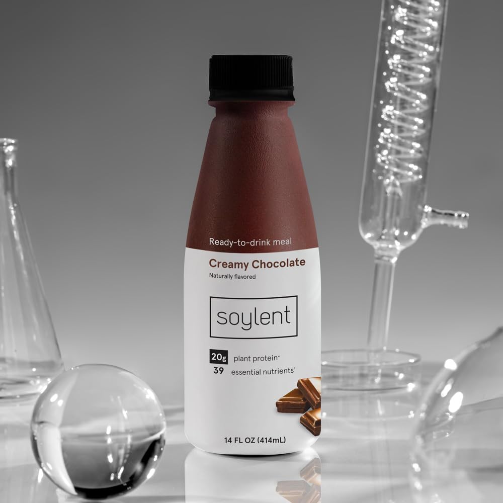 Soylent Original Meal Replacement Shake, Ready-to-Drink Plant Based Protein Drink, Contains 20g Complete Vegan Protein and 1g Sugar, 14oz, 12 Pack