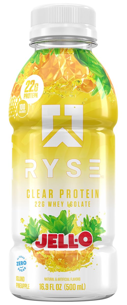 RYSE Clear Protein Drink - Kool-Aid Tropical Punch - 100 Calories, 22g Whey Isolate Protein Shake, Sugar-Free, 0g Fat & Lactose-Free - Refreshing Ready-to-Drink Beverage - 16.9 fl oz Bottles (12-Pack)