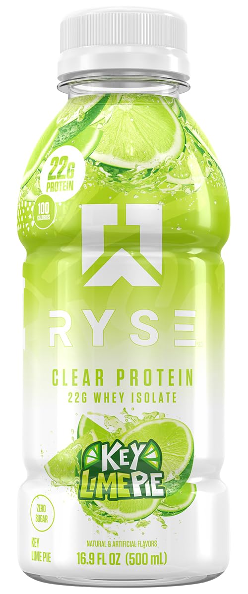 RYSE Clear Protein Drink - Kool-Aid Tropical Punch - 100 Calories, 22g Whey Isolate Protein Shake, Sugar-Free, 0g Fat & Lactose-Free - Refreshing Ready-to-Drink Beverage - 16.9 fl oz Bottles (12-Pack)