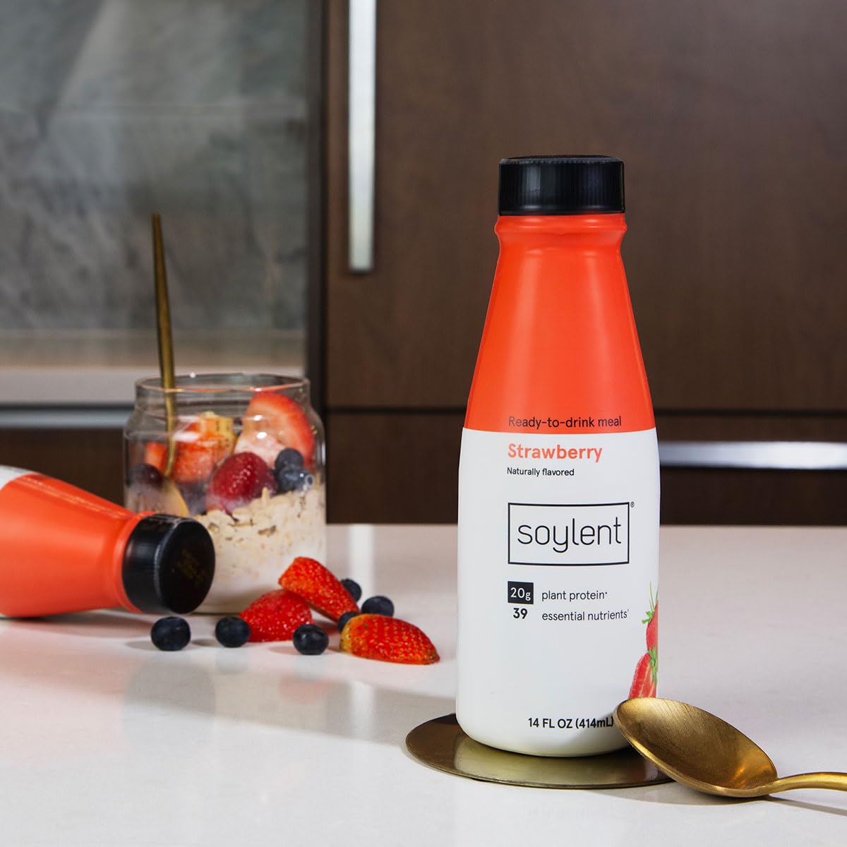 Soylent Original Meal Replacement Shake, Ready-to-Drink Plant Based Protein Drink, Contains 20g Complete Vegan Protein and 1g Sugar, 14oz, 12 Pack