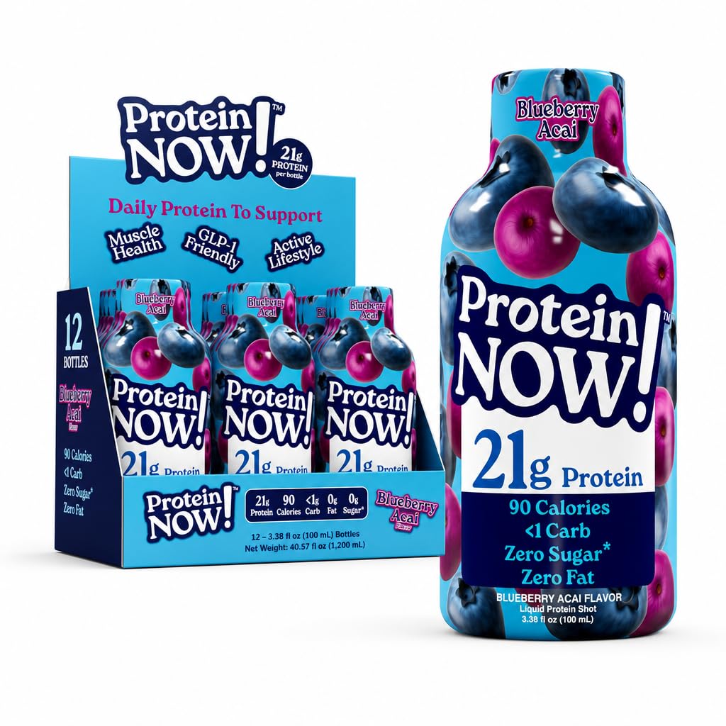 Protein Now Liquid 3 oz. Protein Shot By NutraBio– 21g Protein, 0 Carbs, 0 Fat, GLP-1 Support, Ready-to-Drink, No Refrigeration, Whey & Collagen Protein for Hair, Skin & Nails, On-the-Go Nutrition- Orange Mango