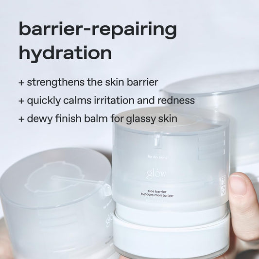 glow aloe barrier support moisturizer,face moisturizer, korean skin care, soothing & hydrating, fortified with ceramide np and niacinamide, enriched with aloe vera leaf water, 1.69 fl oz