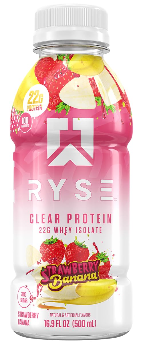 RYSE Clear Protein Drink - Kool-Aid Tropical Punch - 100 Calories, 22g Whey Isolate Protein Shake, Sugar-Free, 0g Fat & Lactose-Free - Refreshing Ready-to-Drink Beverage - 16.9 fl oz Bottles (12-Pack)