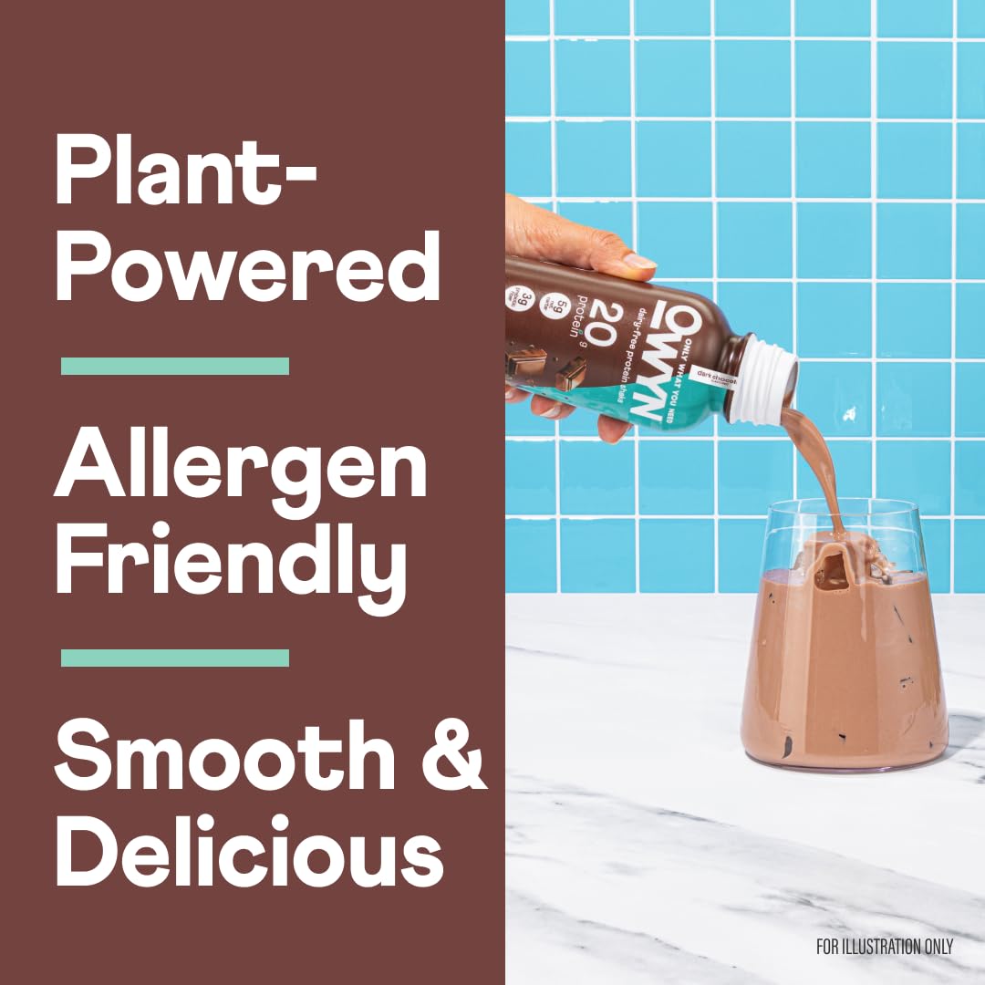OWYN Only What You Need Protein Shake Variety Pack, Dark Chocolate, Cold Brew Coffee, Cookies and Creamless, 20g Protein, 4g Sugar, 3g Fiber, Dairy Free, Plant Based Protein Drink, 12 CT