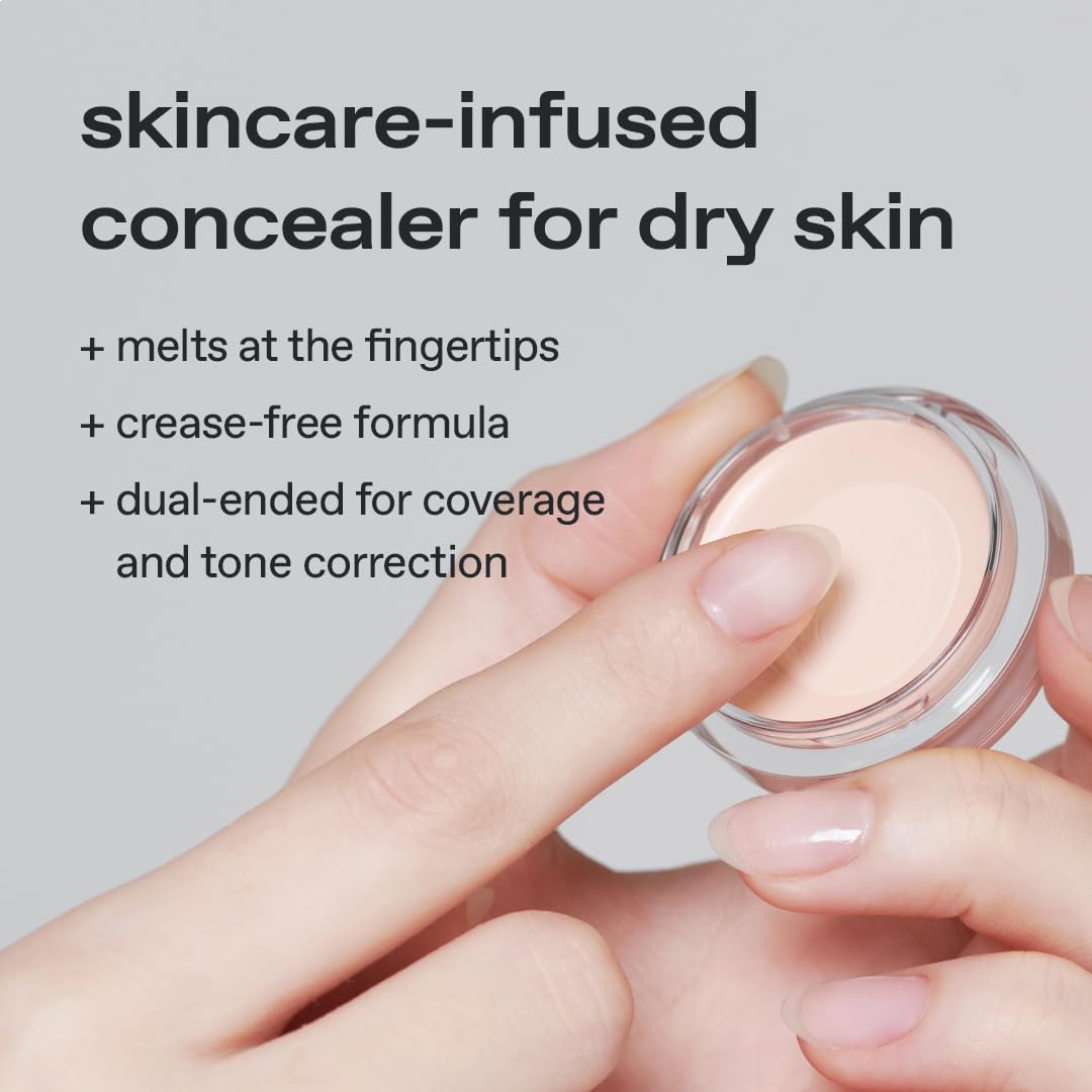 glow not dry concealer #light #rosysalmon, covers under-eye circles & blemishes, full-coverage, dual-color&use, melt-in texture, 0.4 oz
