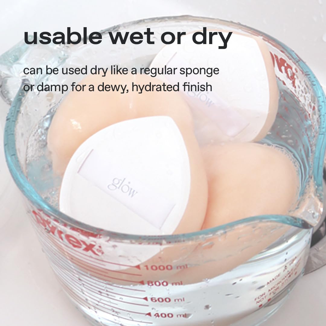 glow cloud sponge 3EA | featuring skin-friendly rubycell | puff-shaped sponge that effortlessly simplifies makeup application, perfect makeup sponge for quick and even application, 0.13 lbs