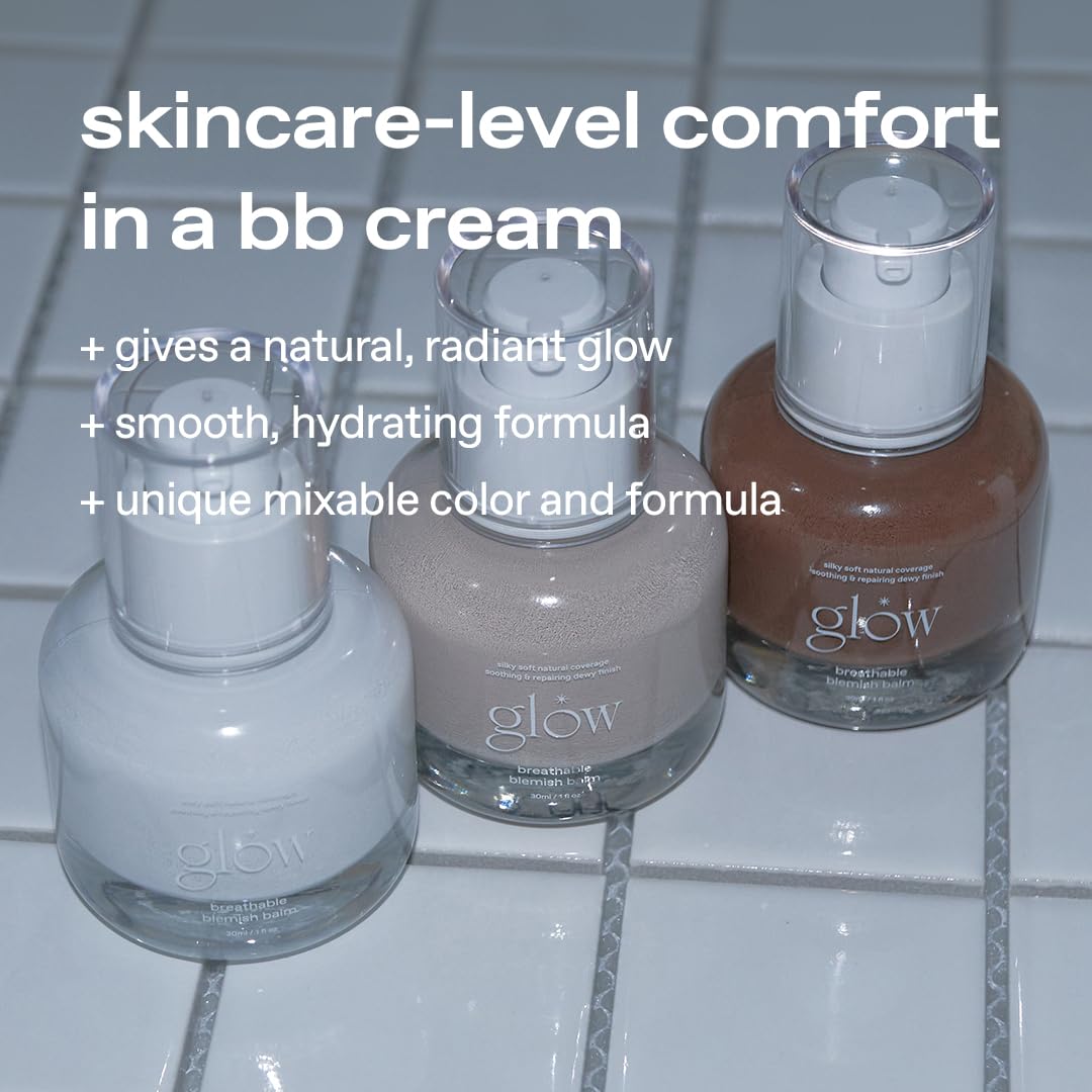 glow mini breathable blemish balm #brown | deep-coverage bb cream & tinted moisturizer | skincare-like finish with green tea leaf water infusion | healthy radiant non-comedogenic | 0.2 fl oz