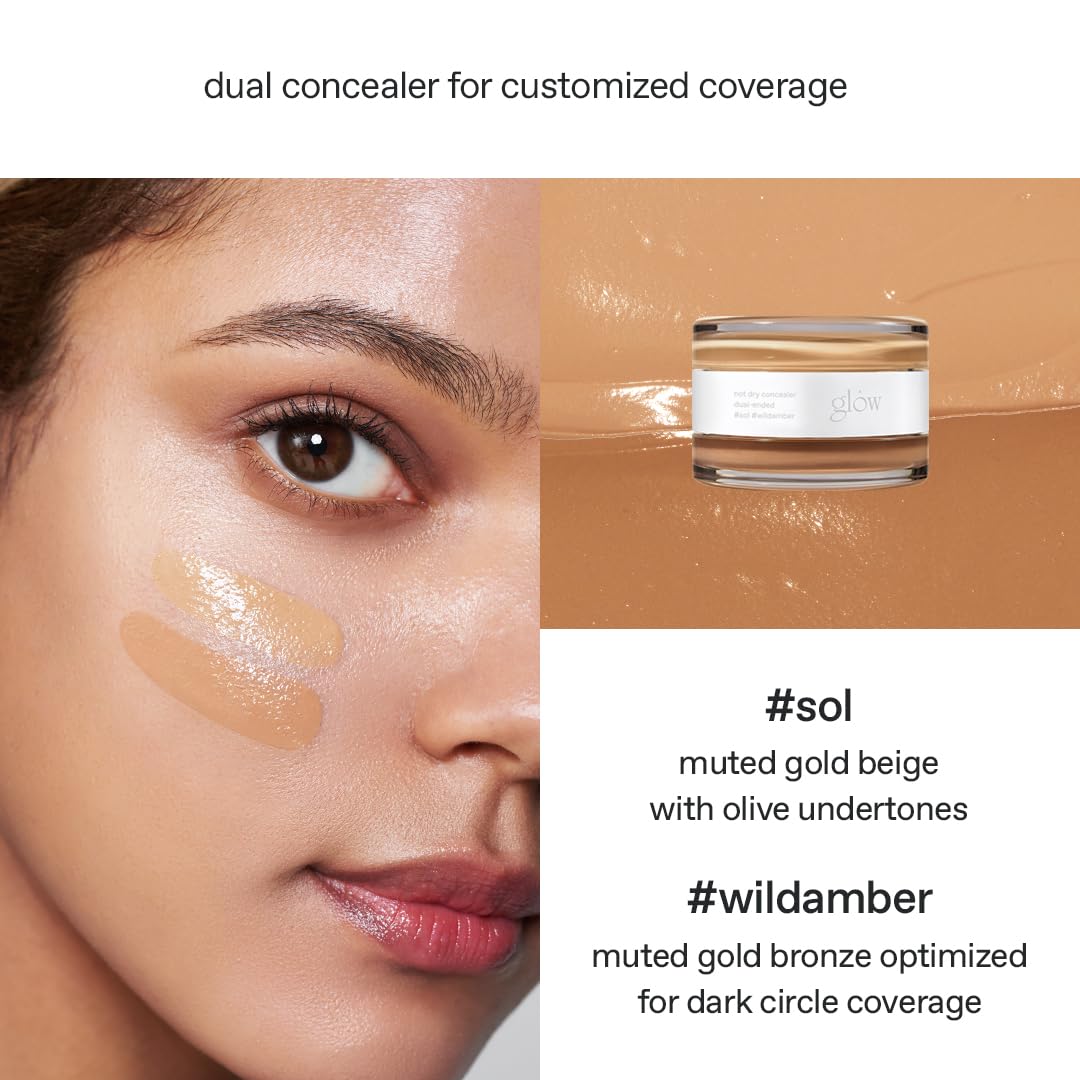 glow not dry concealer #light #rosysalmon, covers under-eye circles & blemishes, full-coverage, dual-color&use, melt-in texture, 0.4 oz