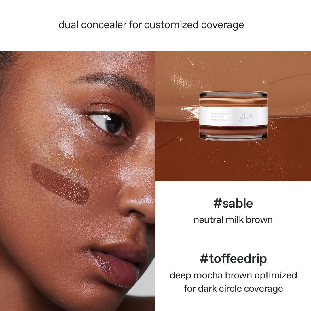 glow not dry concealer #light #rosysalmon, covers under-eye circles & blemishes, full-coverage, dual-color&use, melt-in texture, 0.4 oz