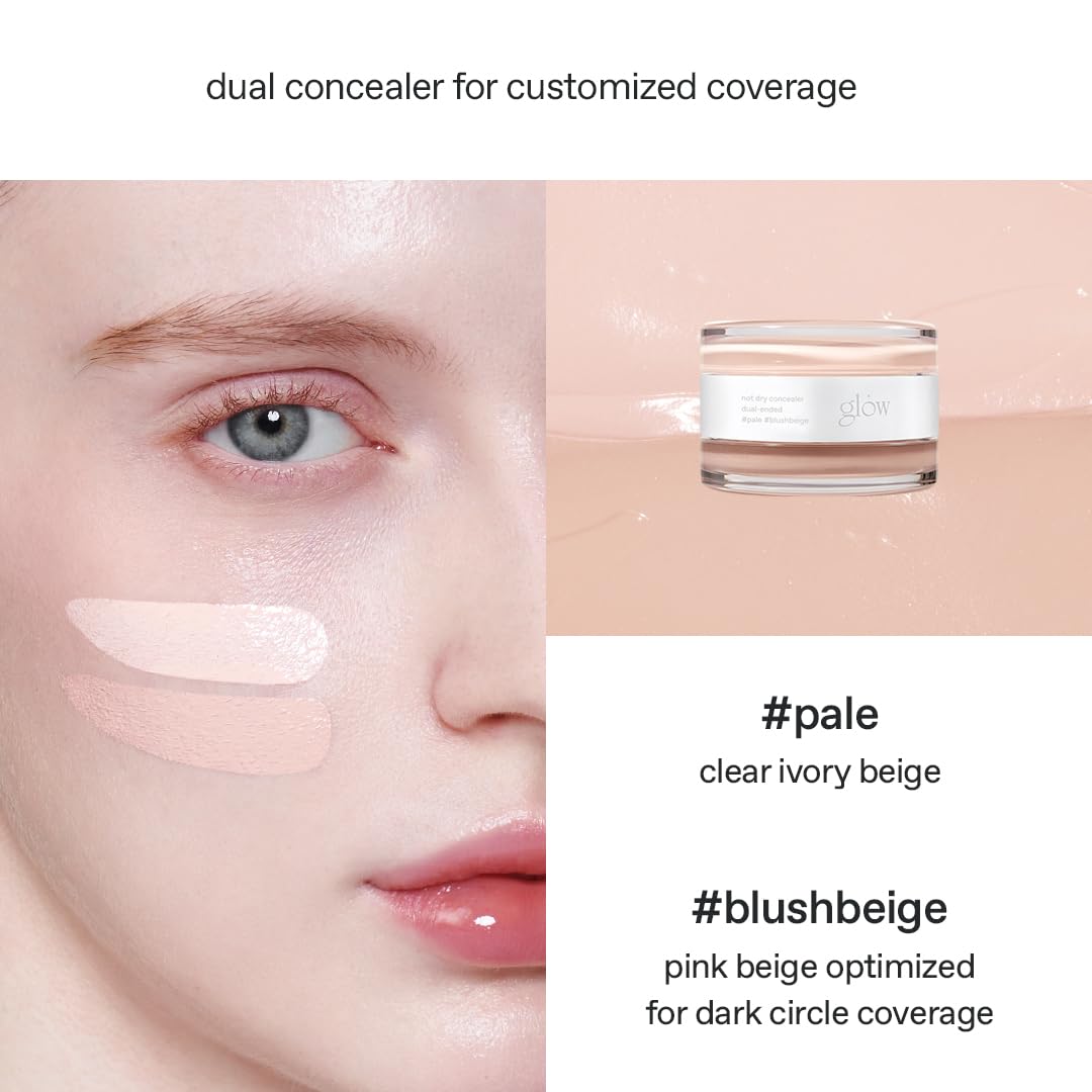 glow not dry concealer #light #rosysalmon, covers under-eye circles & blemishes, full-coverage, dual-color&use, melt-in texture, 0.4 oz