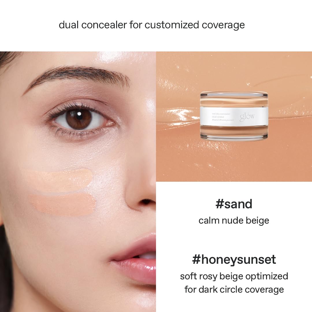 glow not dry concealer #light #rosysalmon, covers under-eye circles & blemishes, full-coverage, dual-color&use, melt-in texture, 0.4 oz