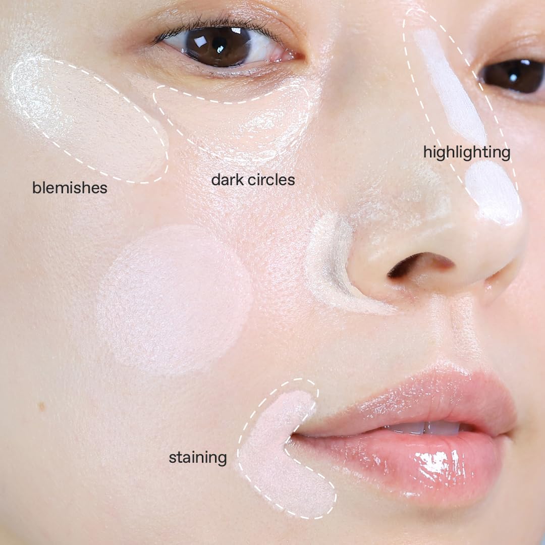 glow not dry concealer #light #rosysalmon, covers under-eye circles & blemishes, full-coverage, dual-color&use, melt-in texture, 0.4 oz