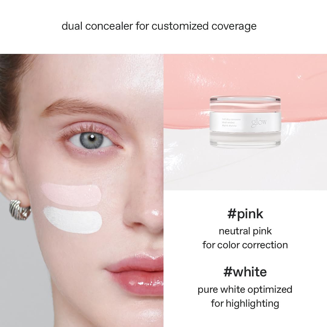 glow not dry concealer #light #rosysalmon, covers under-eye circles & blemishes, full-coverage, dual-color&use, melt-in texture, 0.4 oz