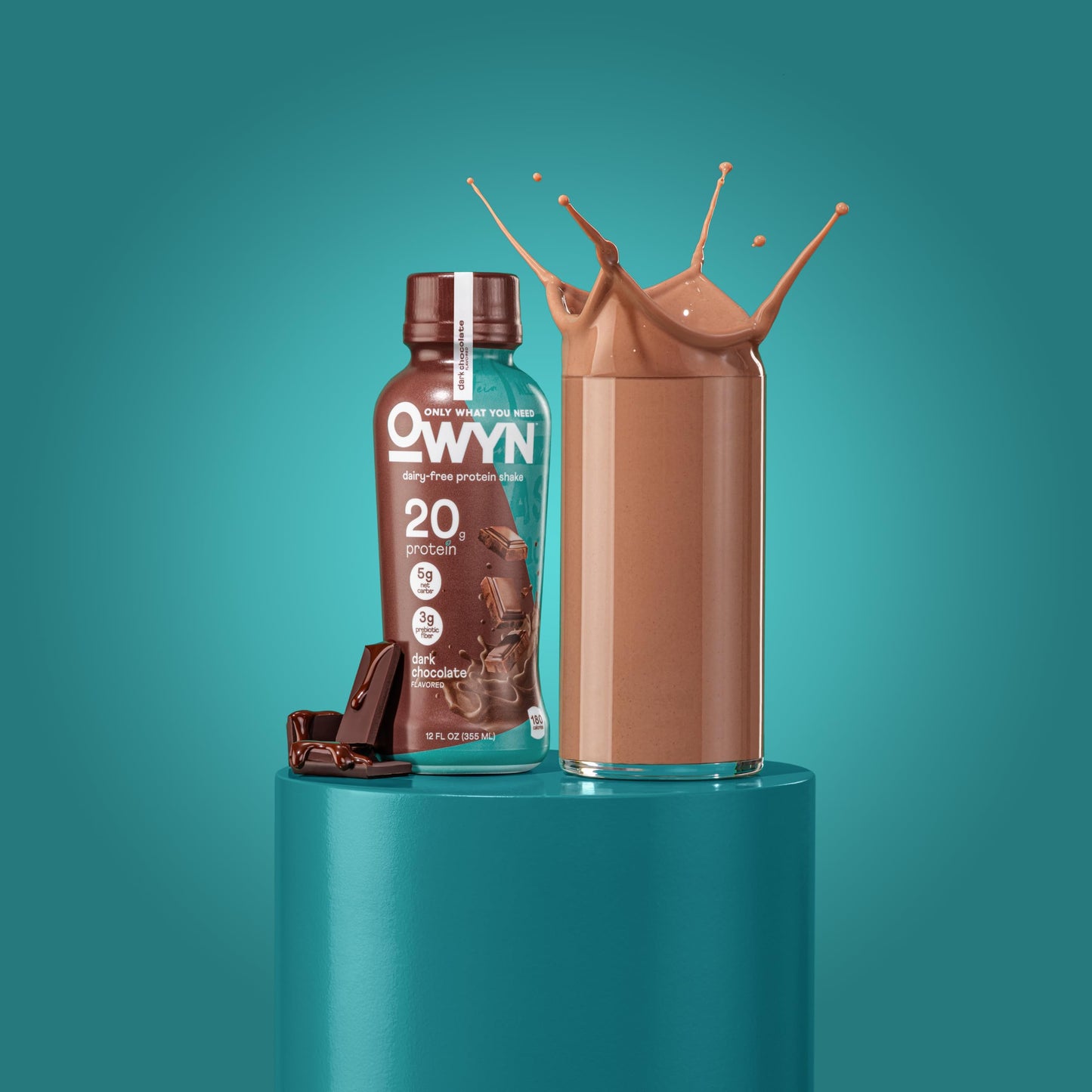 OWYN Only What You Need Protein Shake Variety Pack, Dark Chocolate, Cold Brew Coffee, Cookies and Creamless, 20g Protein, 4g Sugar, 3g Fiber, Dairy Free, Plant Based Protein Drink, 12 CT