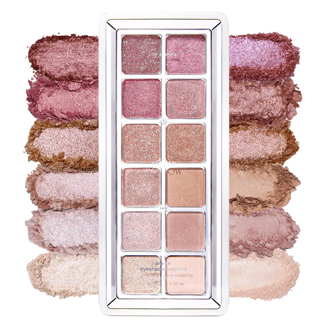 glow anime eyeshadow palette #fullmoon | 12‑color high‑pigment multi‑finish palette | wearable timeless sparkly essentials | blendable matte, shimmer, metallic | smooth long‑wear formula | 0.33 oz