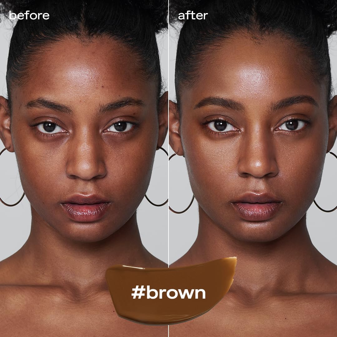 glow mini breathable blemish balm #brown | deep-coverage bb cream & tinted moisturizer | skincare-like finish with green tea leaf water infusion | healthy radiant non-comedogenic | 0.2 fl oz