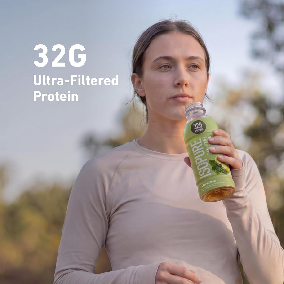 Isopure Zero Carb Clear Protein Drink, Green Tea 12 Count