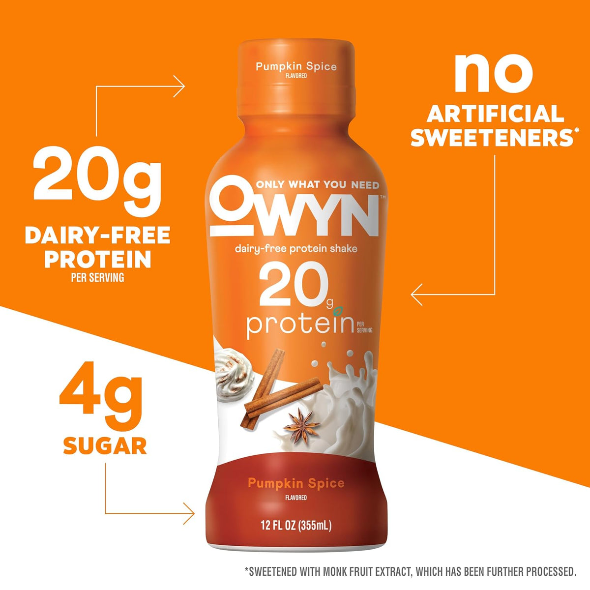 OWYN Only What You Need Dark Chocolate Flavored 20g Protein Shake, 12 Ct