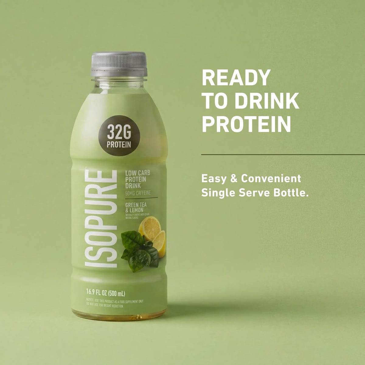 Isopure Zero Carb Clear Protein Drink, Green Tea 12 Count