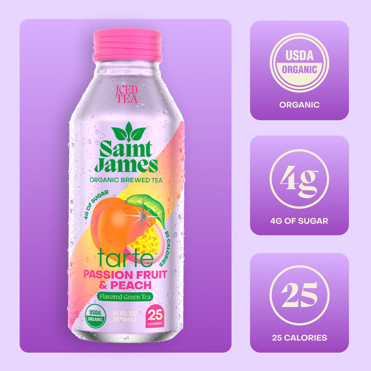 Saint James Iced Tea - Organic Tea, Party Variety Pack, 12 Pack