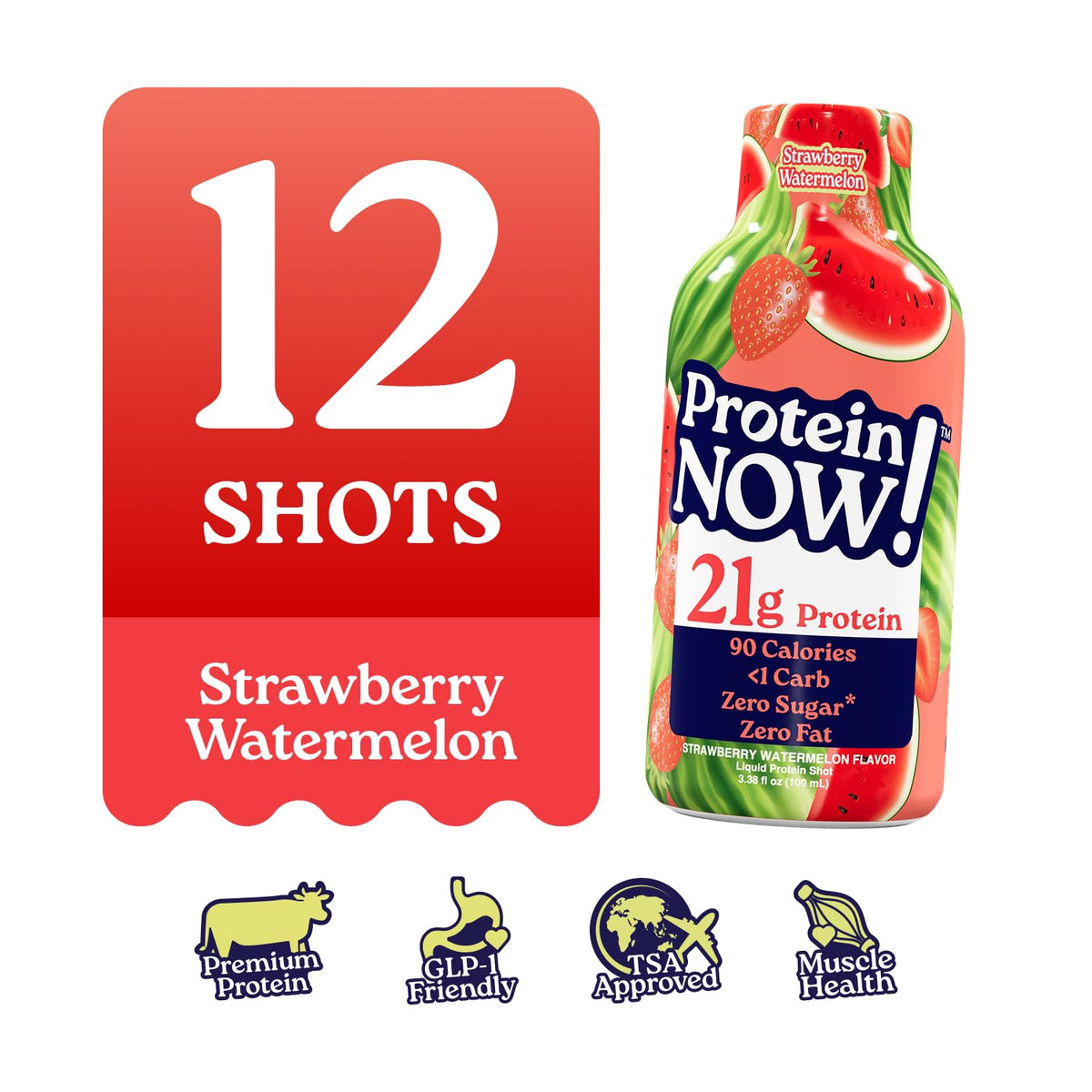 Protein Now Liquid 3 oz. Protein Shot By NutraBio– 21g Protein, 0 Carbs, 0 Fat, GLP-1 Support, Ready-to-Drink, No Refrigeration, Whey & Collagen Protein for Hair, Skin & Nails, On-the-Go Nutrition- Orange Mango
