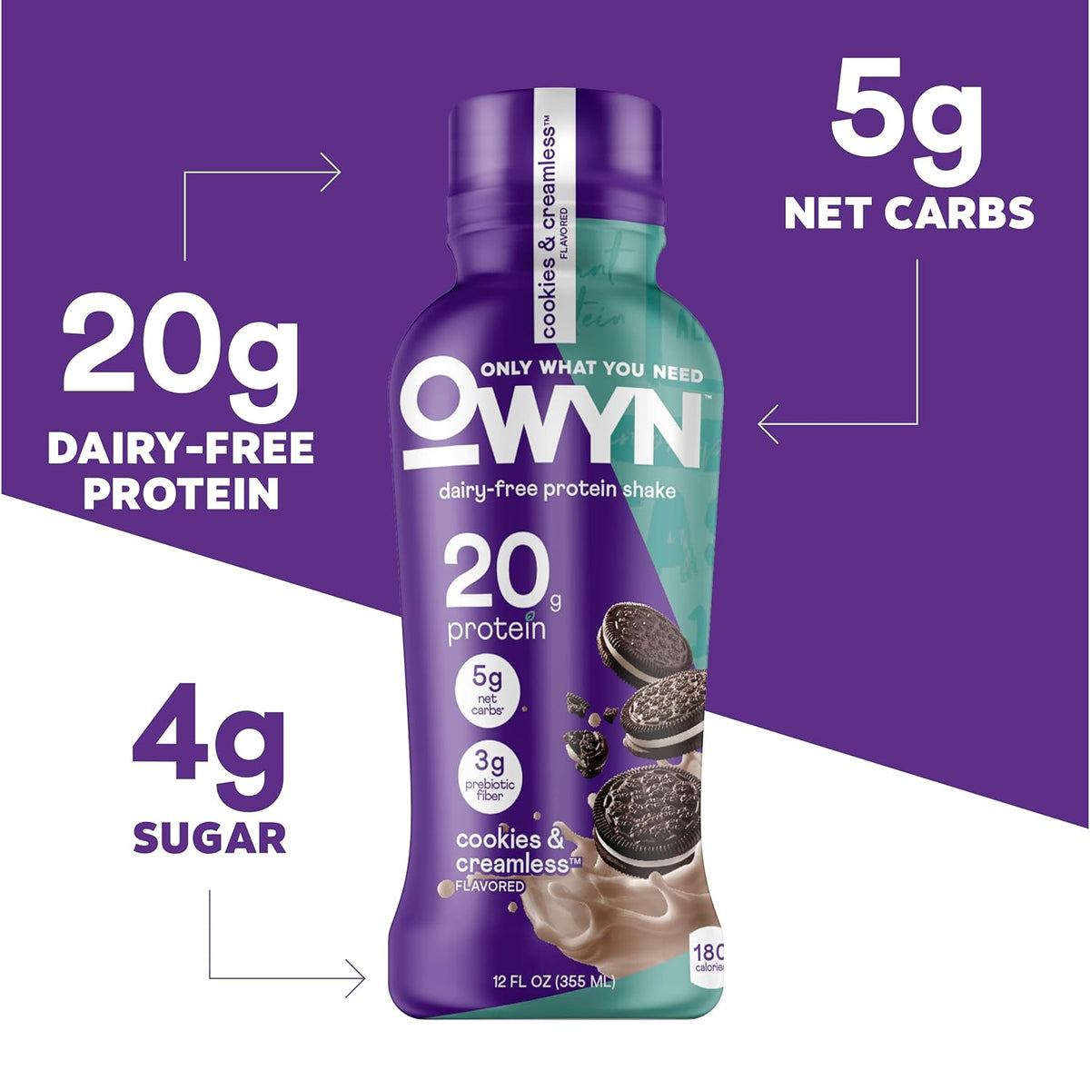 OWYN Only What You Need Dark Chocolate Flavored 20g Protein Shake, 12 Ct