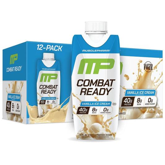 MusclePharm Combat Ready Protein Shake | Vanilla Ice Cream - 12 Pack