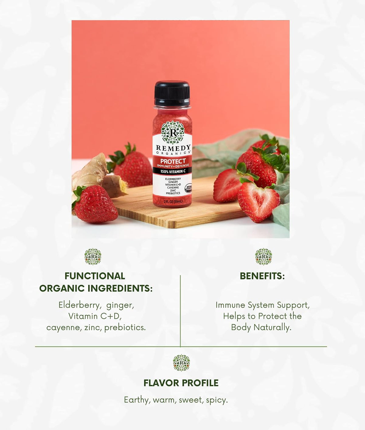Remedy Organics Immunity Plus Shot, Protect Me | Boost Energy, Brain Function, Detoxification, and Metabolism | Brain Juice | Certified-Organic Ingredients