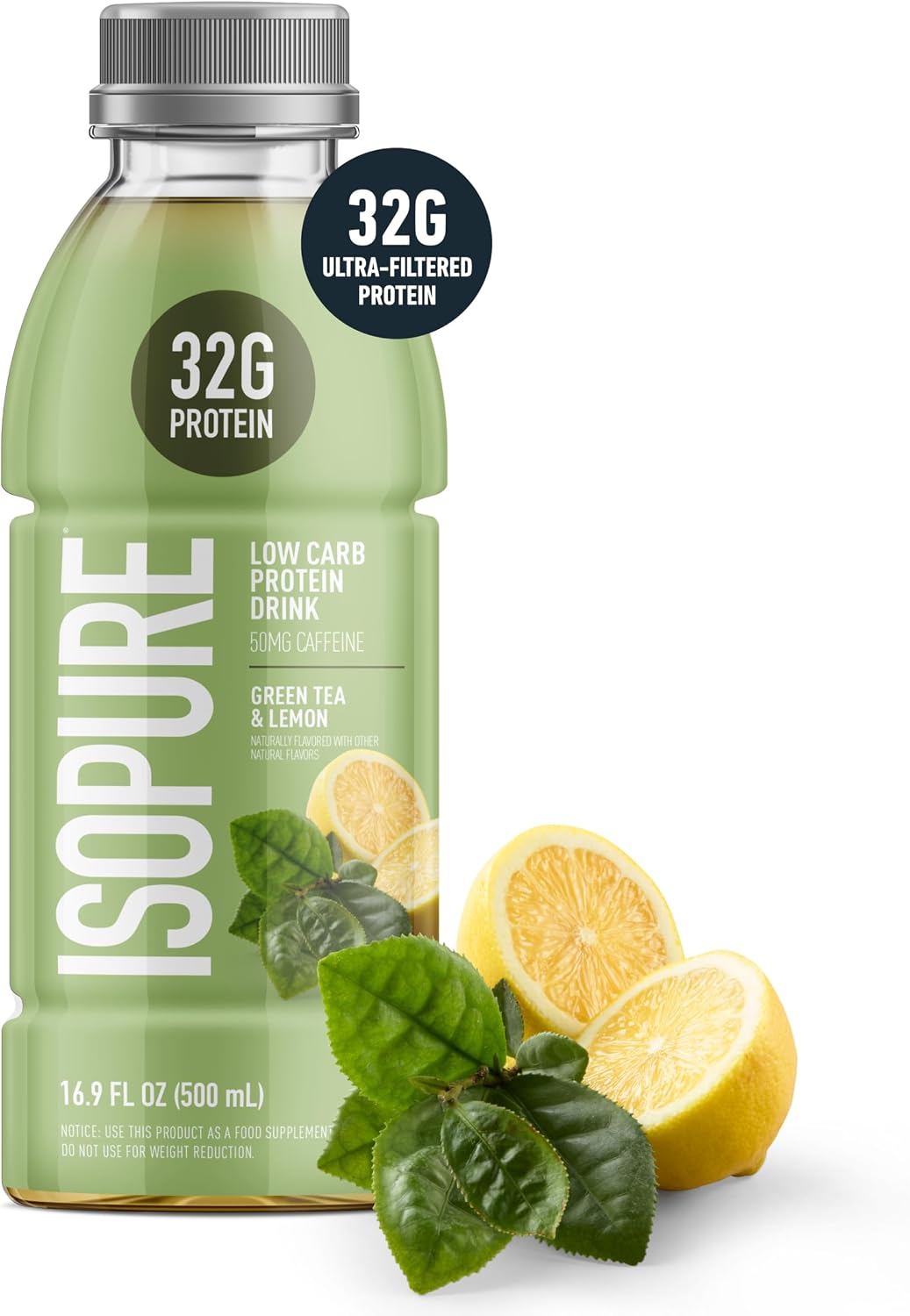 Isopure Zero Carb Clear Protein Drink, Green Tea 12 Count