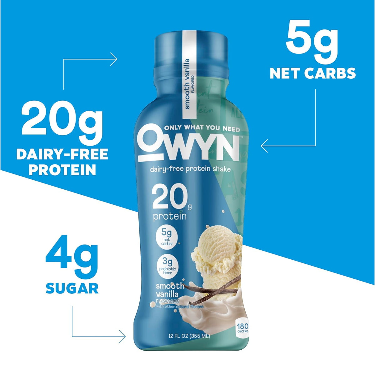 OWYN Only What You Need Dark Chocolate Flavored 20g Protein Shake, 12 Ct