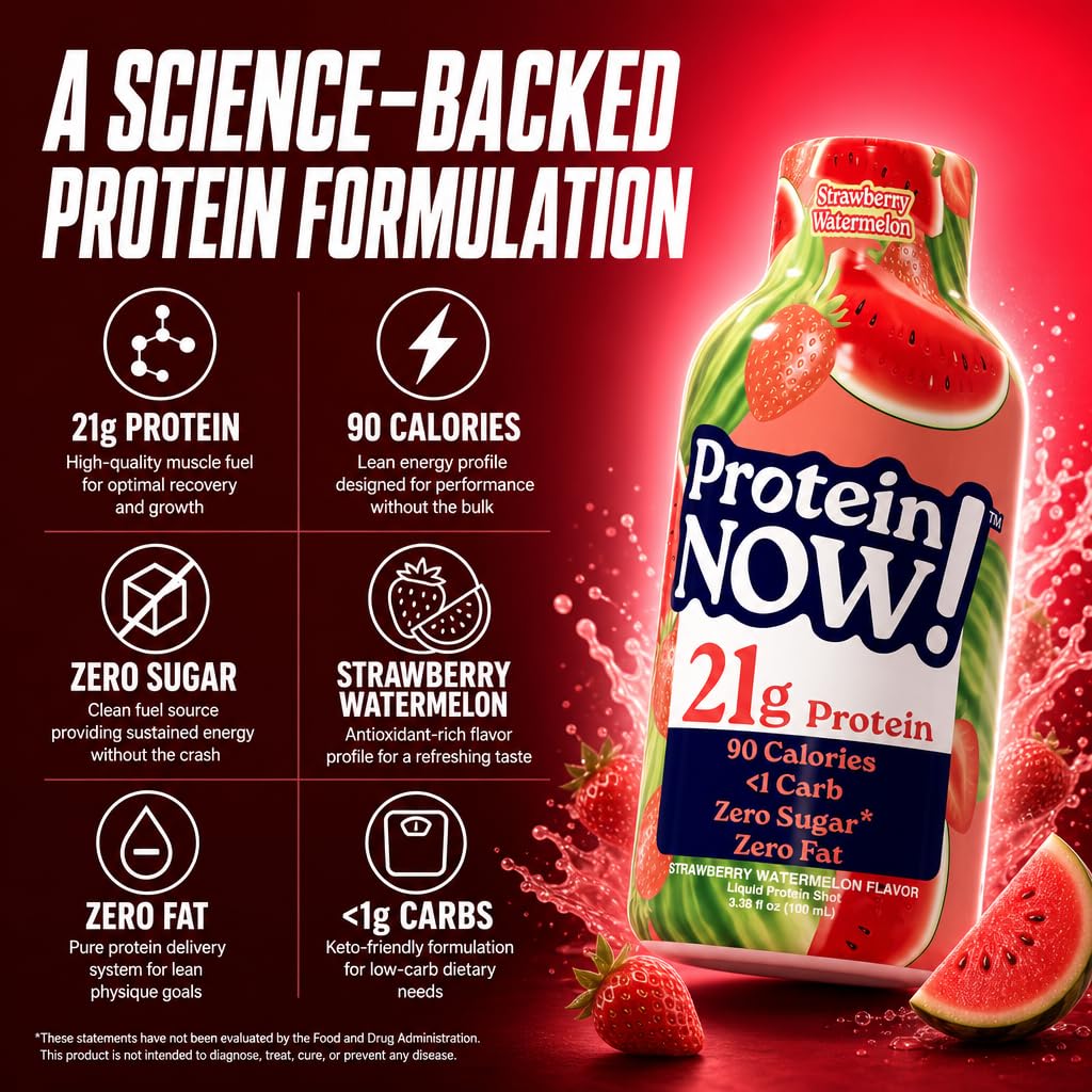 Protein Now Liquid 3 oz. Protein Shot By NutraBio– 21g Protein, 0 Carbs, 0 Fat, GLP-1 Support, Ready-to-Drink, No Refrigeration, Whey & Collagen Protein for Hair, Skin & Nails, On-the-Go Nutrition- Orange Mango