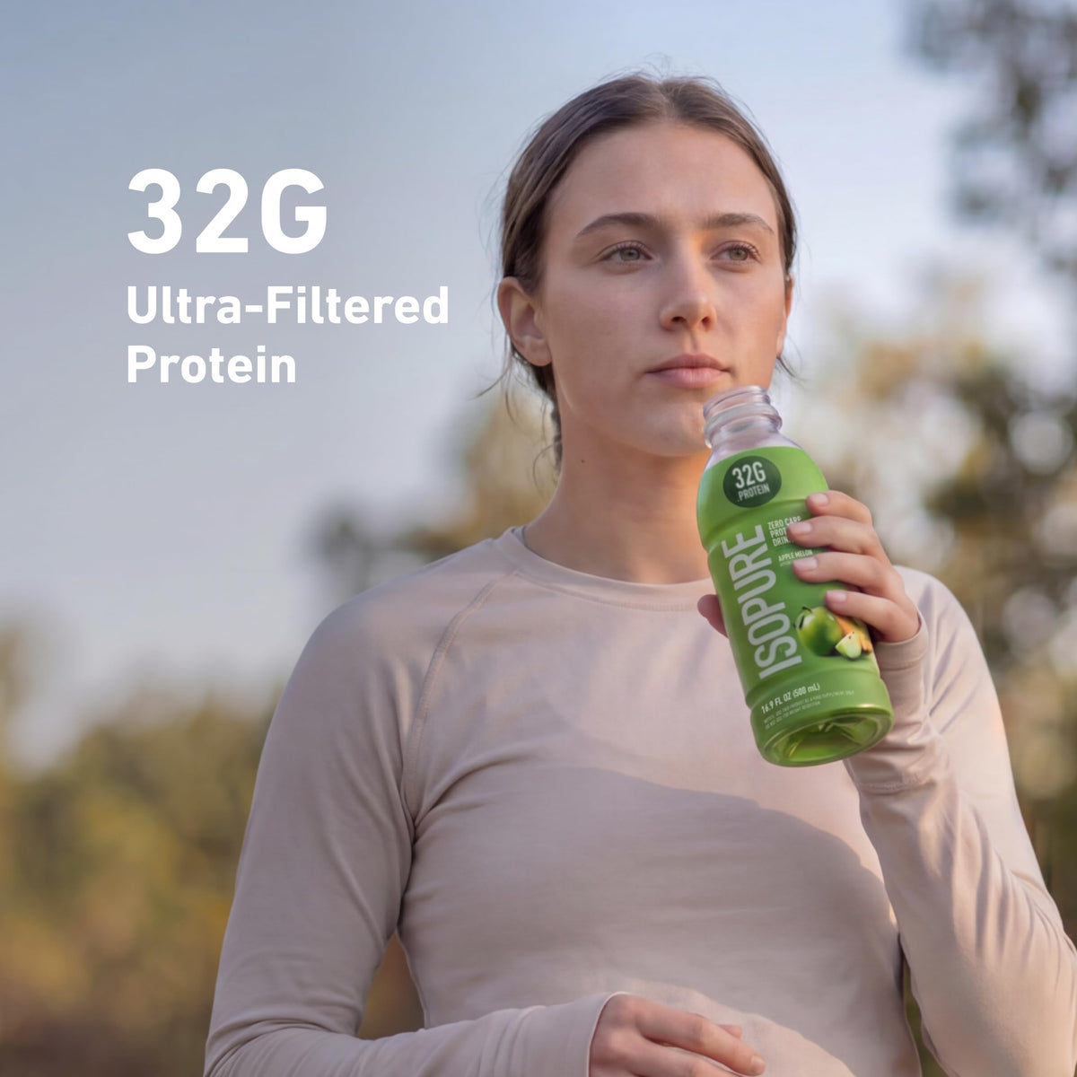 Isopure Zero Carb Clear Protein Drink, Green Tea 12 Count
