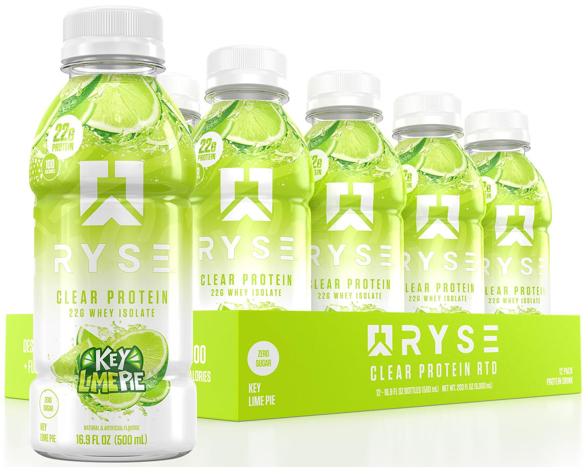 RYSE Clear Protein Drink - Kool-Aid Tropical Punch - 100 Calories, 22g Whey Isolate Protein Shake, Sugar-Free, 0g Fat & Lactose-Free - Refreshing Ready-to-Drink Beverage - 16.9 fl oz Bottles (12-Pack)