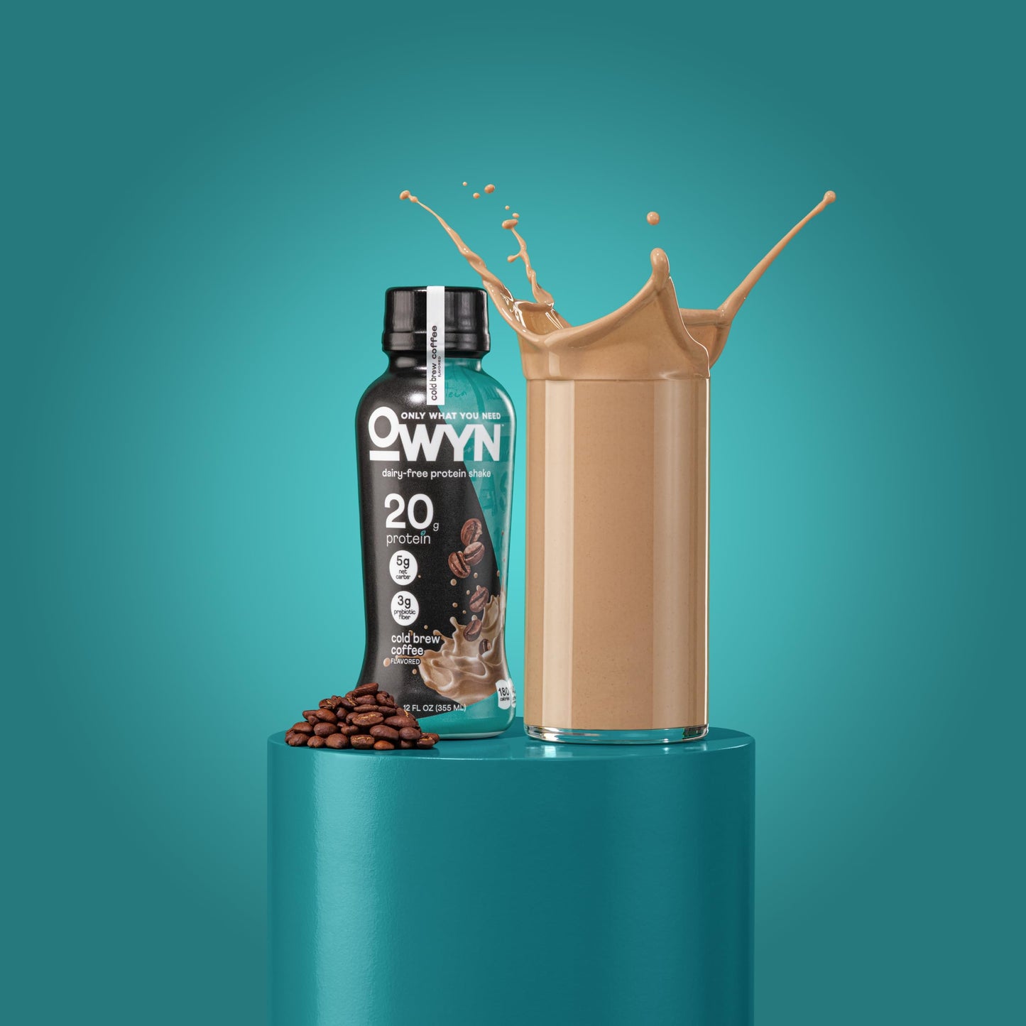 OWYN Only What You Need Protein Shake Variety Pack, Dark Chocolate, Cold Brew Coffee, Cookies and Creamless, 20g Protein, 4g Sugar, 3g Fiber, Dairy Free, Plant Based Protein Drink, 12 CT
