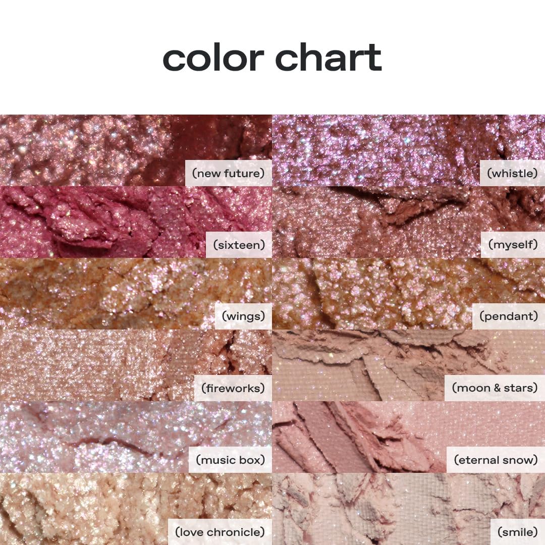glow anime eyeshadow palette #fullmoon | 12‑color high‑pigment multi‑finish palette | wearable timeless sparkly essentials | blendable matte, shimmer, metallic | smooth long‑wear formula | 0.33 oz