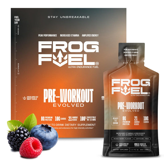 Frog Fuel Ultra Energy Gel & Pre Workout Shot, 120mg Caffeine, Berry, 24 pk
