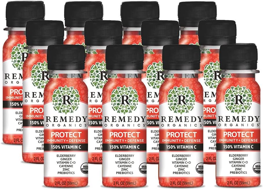 Remedy Organics Immunity Plus Shot, Protect Me | Boost Energy, Brain Function, Detoxification, and Metabolism | Brain Juice | Certified-Organic Ingredients