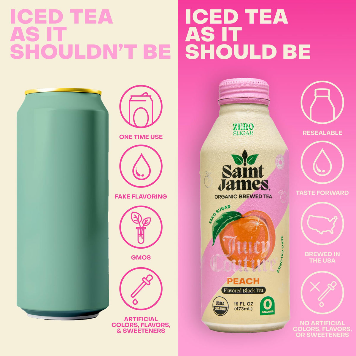 Saint James Iced Tea - Organic Tea, Party Variety Pack, 12 Pack