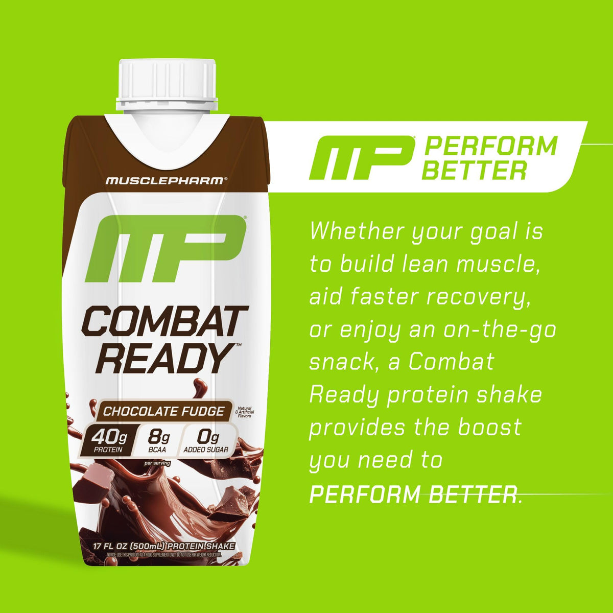 MusclePharm Combat Ready Protein Shake | Vanilla Ice Cream - 12 Pack