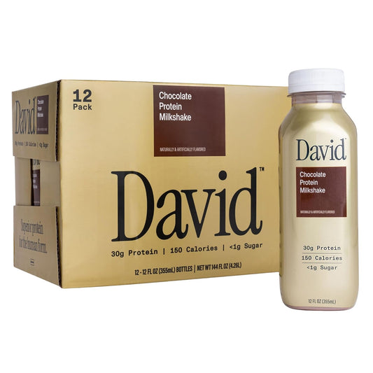 David Chocolate Protein Shake, 30g Protein, Ready to Drink, 12 fl oz, 12 Ct