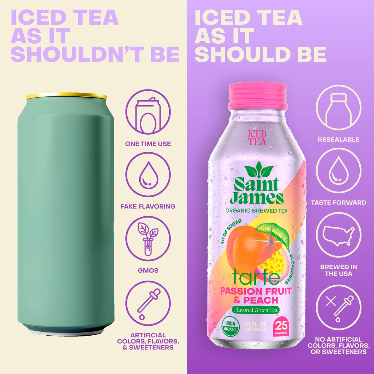 Saint James Iced Tea - Organic Tea, Party Variety Pack, 12 Pack