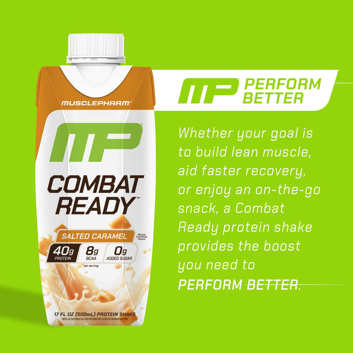 MusclePharm Combat Ready Protein Shake | Vanilla Ice Cream - 12 Pack