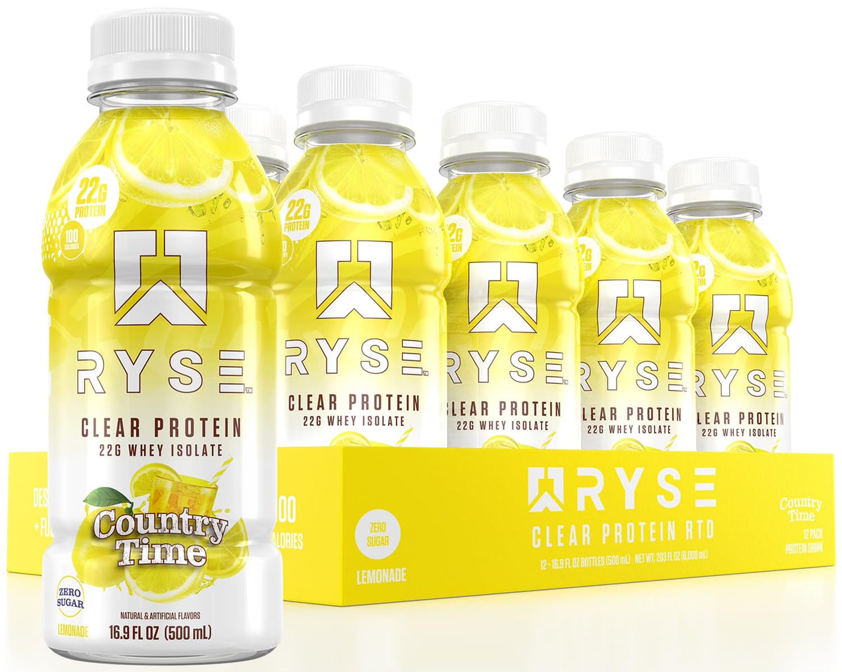 RYSE Clear Protein Drink - Kool-Aid Tropical Punch - 100 Calories, 22g Whey Isolate Protein Shake, Sugar-Free, 0g Fat & Lactose-Free - Refreshing Ready-to-Drink Beverage - 16.9 fl oz Bottles (12-Pack)