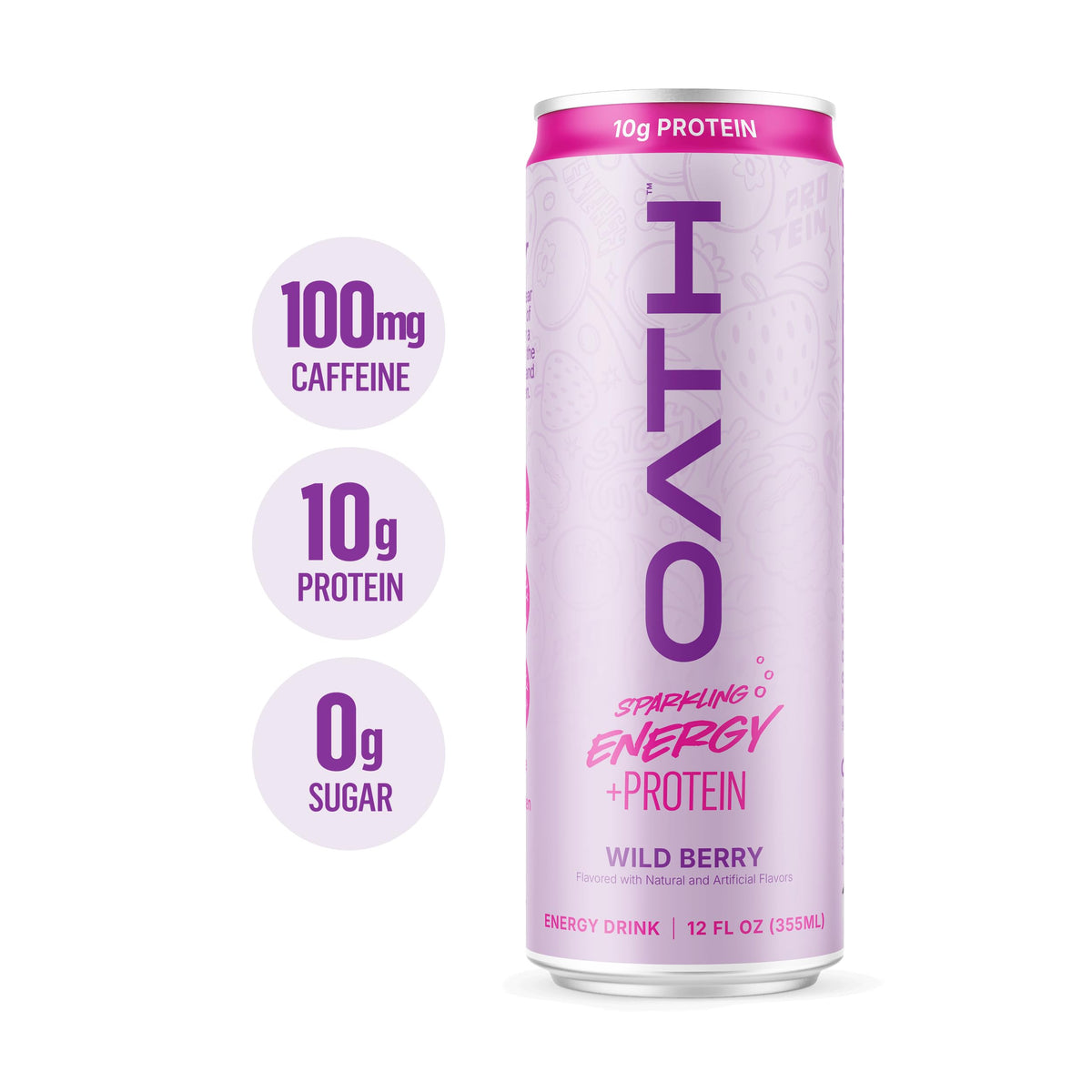Oath Nutrition Sparkling Energy + Protein Drink, Juicy Peach Flavored, Sugar-Free Energy Drink with 10g of Complete Protein, 100mg of Natural Caffeine, 12 Ounces (12 Pack)
