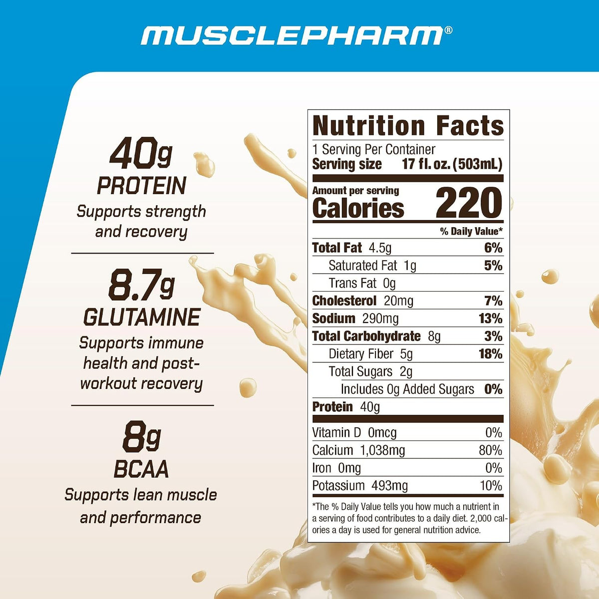 MusclePharm Combat Ready Protein Shake | Vanilla Ice Cream - 12 Pack
